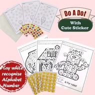 Alphabet Do A Dot Activity Worksheet With Cute Sticker Montessori Toys Busy Book Mainan Stiker Kanak