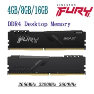Kingston Fury Beast DDR4 RAM 4GB 8GB 16GB DDR4 2666/3200/3600MHz Desktop Memory PC RAM