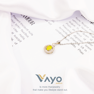 สร้อยเงินแท้ จี้พลอย Citrine ทรงกลมประดับเพชร : Vayo Jewelry