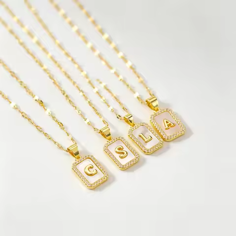 Minimalist Letter Necklace Personalized Alphabet Letter Pendant Zircon Initial Necklace