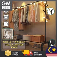 GMshop 110cm Single/Double Pole Open Wardrobe Drying Clothes Hanging Organizer Strong Iron Bedroom Penyangkut Baju