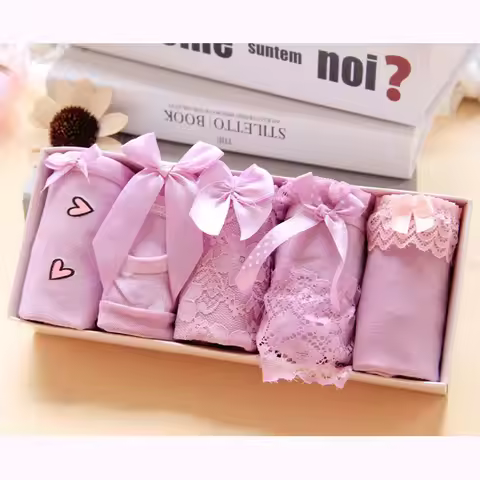 Girls Underwear 5pc/lot lace lovely panties Bow heart Low Waist Briefs Young Girl teenagers Pants ch