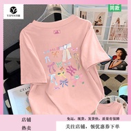 快速出货 2025年 新款 情侶 上衣女韓版 ins 潮 爆款 上衣女韓版 ins 潮 爆款叠穿多巴胺印花国潮牌短袖夏季新款情侣全棉网红is显瘦 Fast Shipping 2025 Hot-sell