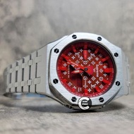 《改裝訂製》G-SHOCK特別限量版 男裝女裝手錶鋼錶電子錶 防水潛水錶 農家橡樹 Casioak Casio G Shock Special Limted Edition GA2100 Luxury Men Ladies Watch  男朋友生日情人節週年禮物 銀色 紅色