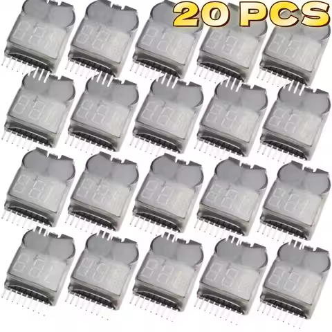 20 PCS Lipo Battery Voltage Tester volt meter monitor buzzer Alarm 1-8s 3.7V-22.2V For Rc Lipo Batte