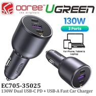 UGREEN EC705 FAST CAR CHARER 130W DUAL USB-C PD + USB-A  130W/ PD 3.0+QC 4.0/ SUPPORT SAMSUNG 45W/HU