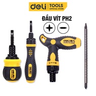 Tua Vít Trợ Lực 2 Đầu Đa Năng Deli Đầu Vít PH2 2 Cạnh Và 4 Cạnh Tháo Rời - Tay Cầm Chống Trơn Trượt