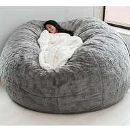 Dropshipping 200cm Giant Fur Bean Bag Cover Big Round Soft Fluffy Faux Fur BeanBag Lazy Sofa Bed Cov