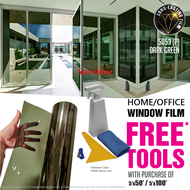 House Tinted Film / Tinted Film Rumah Dark Green / Hijau Gelap 3ply Darkness 89% / Gelap 89% Made in