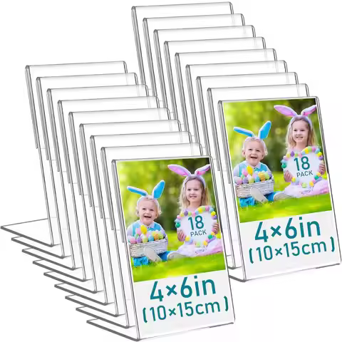 18pcs 4×6 inch desktop display stand with acrylic frame, suitable for weddings, offices, restaurants
