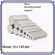 Powerful Neodymium Round Magnet NdFeB N24 12x1.65mm 100 PCS - YN35