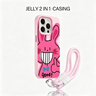 2 In 1 Rabbit Pink Bright Aesthetic Casing Realme C85 Pro 60X C75 C75X C71 Casing