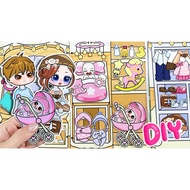 Gacha Laminated peel-and-stickFamily toy for baby care - Gacha paper doll with many accessories