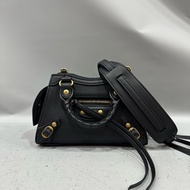 balenciaga 638527黑皮金釦迷你機車包 小廢包