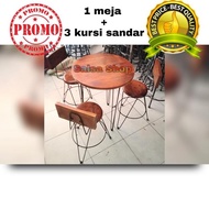 1 Set Meja Cafe Bulat ( 1'Meja + 3 Kursi ) Meja Cafe Minimalis