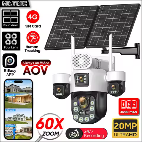 20MP AOV Solar Outdoor Surveillance Camera 4G SIM 7/24 Hours Recording 60X Optical Zoom Auto Track 3