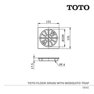 TOTO FLOOR DRAIN TX1C FLOOR DRAIN - WATER HOLE - WATER FILTER