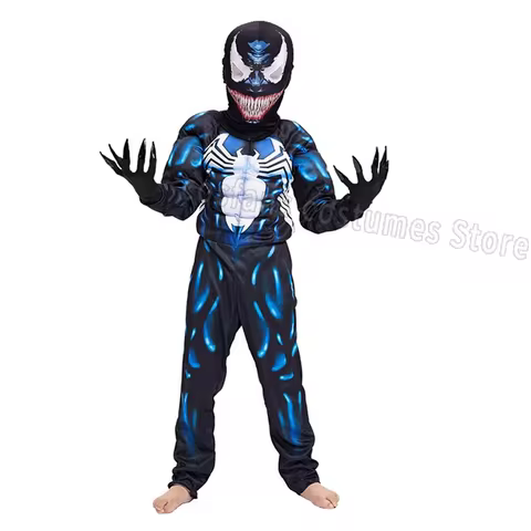 Superhero Black Spider Venom Costume Ghost Costume Onesie 3D Spandex Unisex Jumpsuit Bodysuit Hallow
