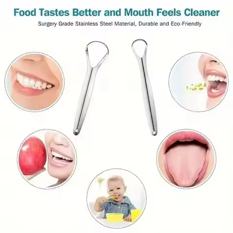 New Stainless Steel Tongue Scraper Removing Bad Breath Silver Tongue Scraping Brush Tongue Coating C