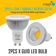 2PCS - LED BULB GU10 400 LUMEN 5W 3000K AC85V-265V WARM WHITE INDOOR / OUTDOOR LAMP LIGHTING DURABLE