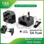 Euro EU 2 Pin To UK 3Pin Plug Adapter Power Socket Portable Travel Charger Adapter Converter.
