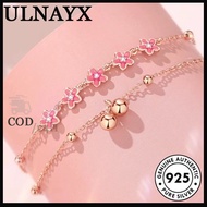 MAWAR 18K Rose Gold Small Peach Flower Zircon Bell Anklet Women's Anklet
