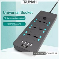 【i.Rumah】 Malaysia standard 6 Sockets 4 USB Extension wire socket 3 pin Plug 2 meter and 5 meter