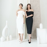 Sabrina Dress /Giyomi Sabrina dress scuba shoulder dress Korean style/ Event dress KoreanWanita casu