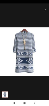 DRESS TENUN ETNIK LURIK NAVY