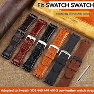 Suitable for SWATCH Large Watch Men SWATCH Genuine Leather Bracelet First Layer Cowhide Black Brown 