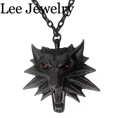 Wizard Wolf Head Medallion Chains Necklace Wild Tribe Book Series Monster Hunter Games Animal Wolf P