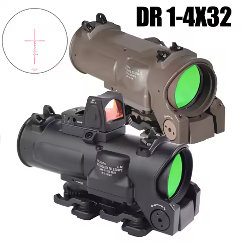 1-4X32FB with Mini Red Dot Scope Tactical Fixed Dual Purpose Scope Quickly Switch Magnification Hunt