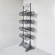 Display Rack 5-Layer Double-Sided Shelf Detachable Iron Bracket Rack Grid Art Accessories Black Head