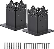 4x4 Post Base, Inner Size 3.6'' x 3.6'' Wood Fence Post Anchor Base, Heavy Duty Post Base Brackets f