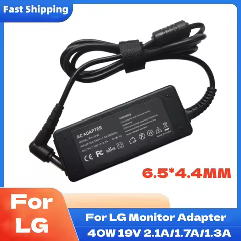 19V 2.1A 6.5*4.4MM Adapter FOR LG 24 inches LED LCD Monitor AP16B-A LCAP26B-E ADS-45FSN-19 19040GPCU