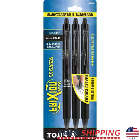 Erasable Gel Pens Fine Point Black Ink 3 Pack Retractable Refillable No Smear Thermo-sensitive Ink P