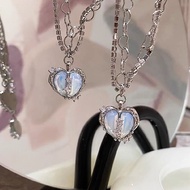 Coconal Split Heart Pendant Necklace Pearl Heart Necklace Silver - Heart Pendant - Aliexpress