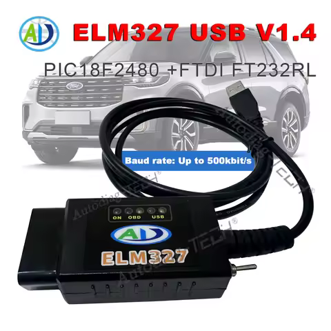 ELM327 USB V1.4 FTDI FT232RL PIC18F2480 CAN-HS/MS for Ford Forscan OBD2 Scanner Code Reader 500kbit/