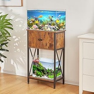 LAQUAL 10 Gallon Fish Tank Stand with Cabinet, Double Aquarium Stand for 10 &amp; 5 Gallon Fish Tank, Heavy Metal Stand with Stable Structure, Adjustable Table Feet &amp; Anti-tilt Device
