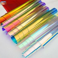 CAUSI Rainbow Film Vinyl, 20*95CM Shiny Iridescent Film, DIY Transparent Candy Color Tarpaulin Bow E