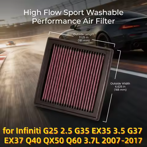 for Infiniti G25 2.5 G35 EX35 3.5 G37 EX37 Q40 QX50 Q60 3.7L 2007-2017 High Flow Sport Washable Perf