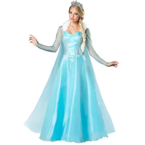 Halloween Costume Frozen Princess Elsa Animation Cosplay Adult Dress