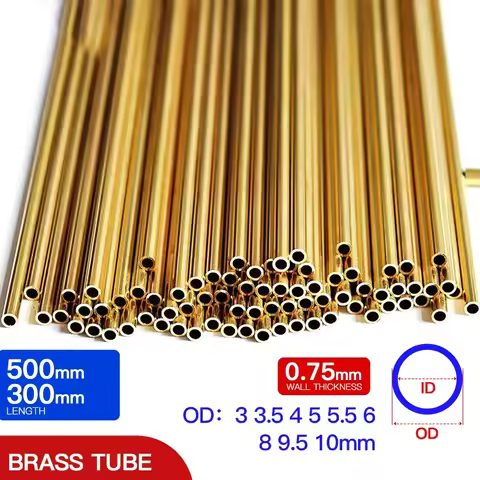 Brass pipe 0.75mm wall thickness 3-10mm OD brass tube 300 500mm length Straight tubing copper thin-w