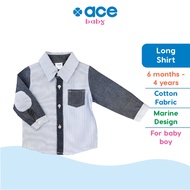 ACE BABY Marine Anchor Striped Long Sleeve Shirt (6 months – 4 years) Cute Baby Boy Kids _ Baju Bayi