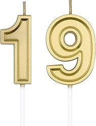 UVATAHONA 19th & 91st Birthday Candles, Gold Number 19 91 Candle for Cake Decoration on Birthday Par