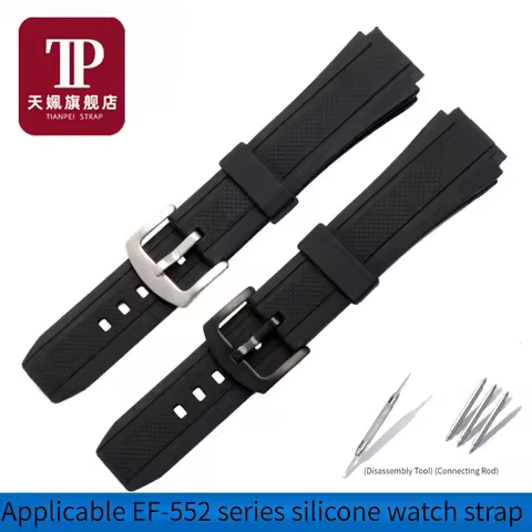 EF-552 Silicone Rubber Watch Strap For CASIO Edifice EF552 EF-552D EF-552PB-1A2 Watchband Waterproof