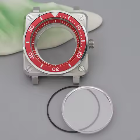 Silver SKX007 Square Pilot's Cockpit Case with Sapphire Crystal, Compatible with NH35, NH36, 7S26, a