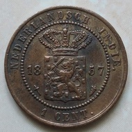 Koin Benggol 1 Cent Nederland Indie 1857 Detail Sangat Bagus