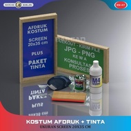 Kostum Afdruk Screen Sablon Besi Kaca Tembaga 20X35 Cm Plus Tinta Termurah 100 % Original