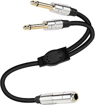 XMSJSIY 6.35mm 1/4 TRS Stereo Female to Dual 6.35mm 1/4 TS Mono Male Y Splitter Cable -50CM/19.68Inc